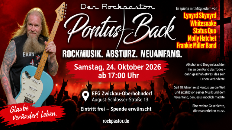 „Pontus Back mit Gitarre – Veranstaltung ‚Rockmusik. Absturz. Neuanfang.‘ am 24. Oktober 2026 in Zwickau-Oberhohndorf“